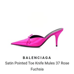 Balenciaga Rose Satin Pointed Toe Mules